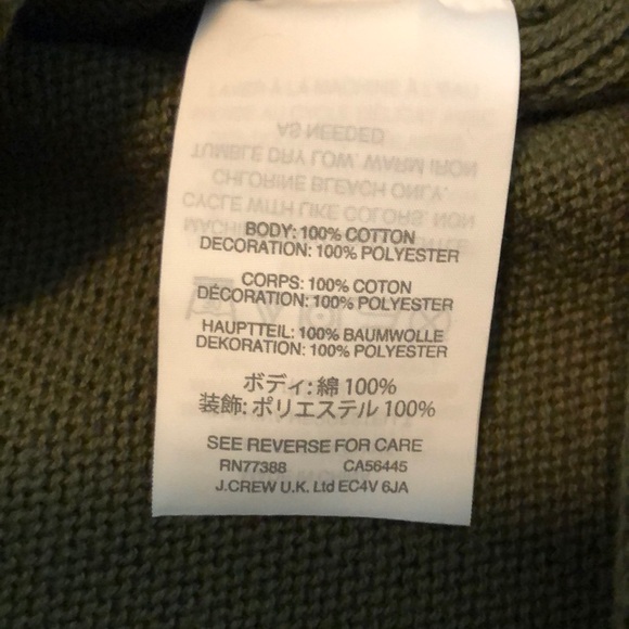 J. Crew Olive Green Tank Top Sweater with Black and White Stripe Detail, Medium - Picture 4 of 5